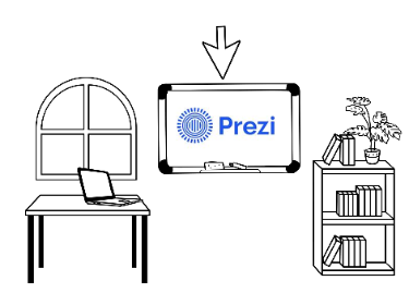 table, laptop, window, bookcase, whiteboard